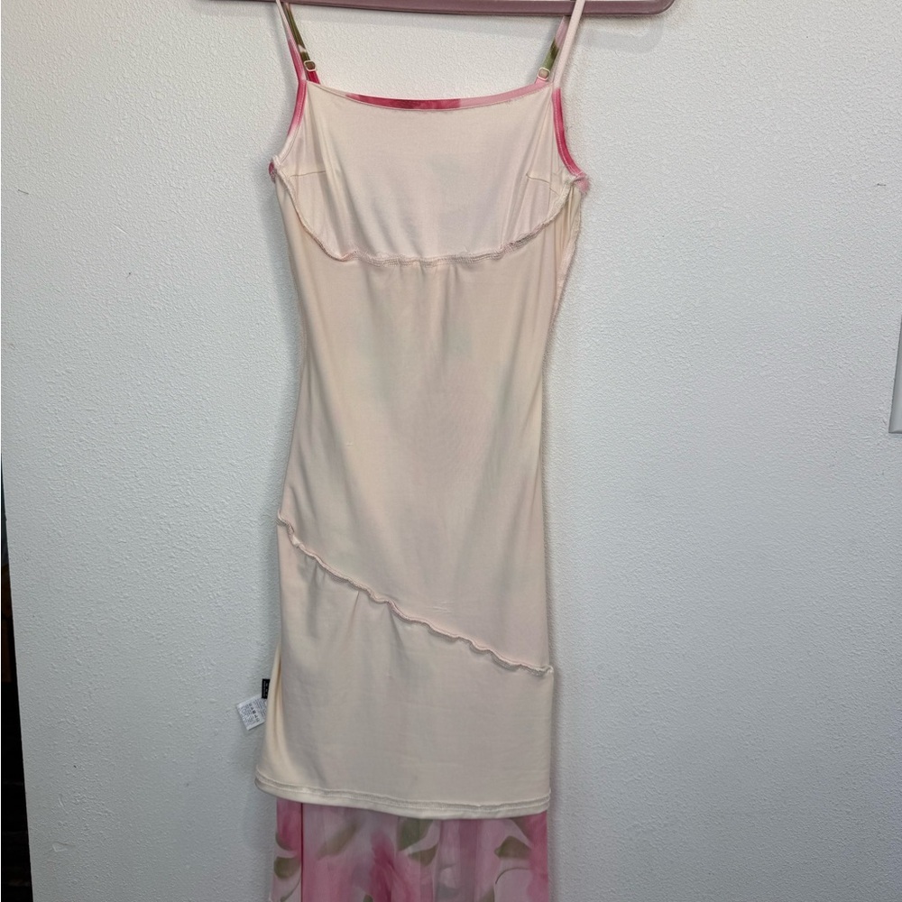 Pink Floral Midi Dress Coquette Whimsical Fairycore Barbiecore XS/S - Picture 6 of 11